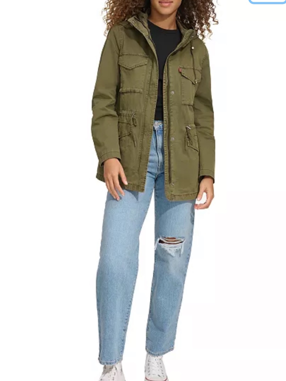Levi's Olive Green Utility Jacket with Hood - Women